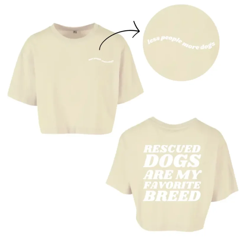 RESCUED DOGS - beige - Velikost crop topu (beige): M