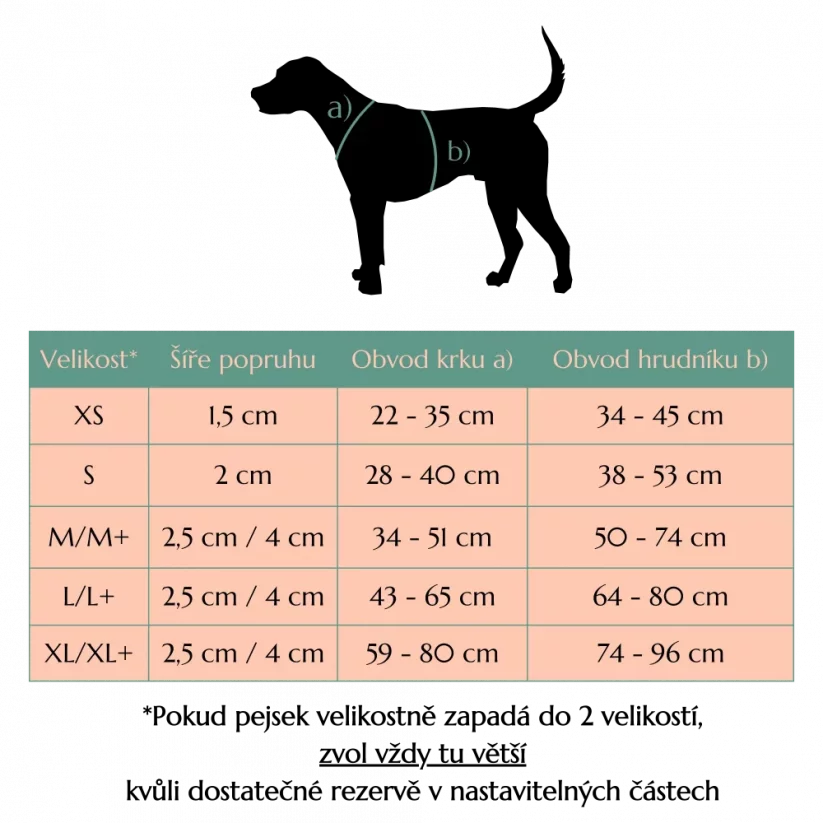 Slunečnice - postroj - Velikost postroje (viz. tabulka velikostí): M+ (šíře 4 cm)