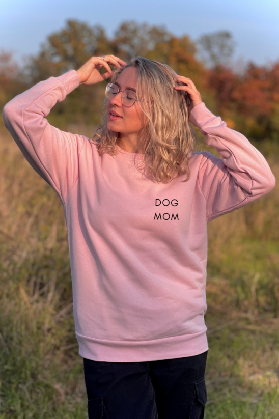 DOG MOM (světle růžová) - mikina - Velikost růžové mikiny: XL