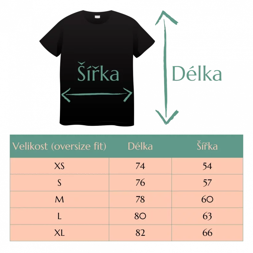 Ouška (černá) - tričko - Velikost černého trička (Oversize fit odlišný od klasické konfekce): XL