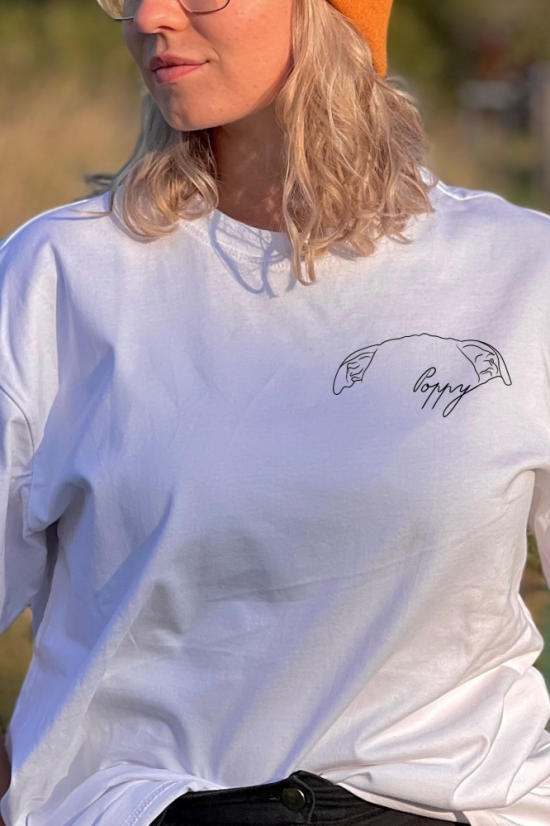 Ouška - bílé tričko (udělej si vlastní ouška) - Velikost bílého trička (Oversize fit odlišný od klasické konfekce): L