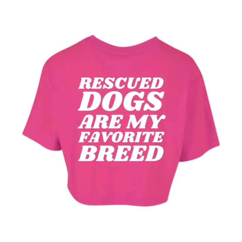 RESCUED DOGS - hot pink - Velikost crop topu (hot pink): S