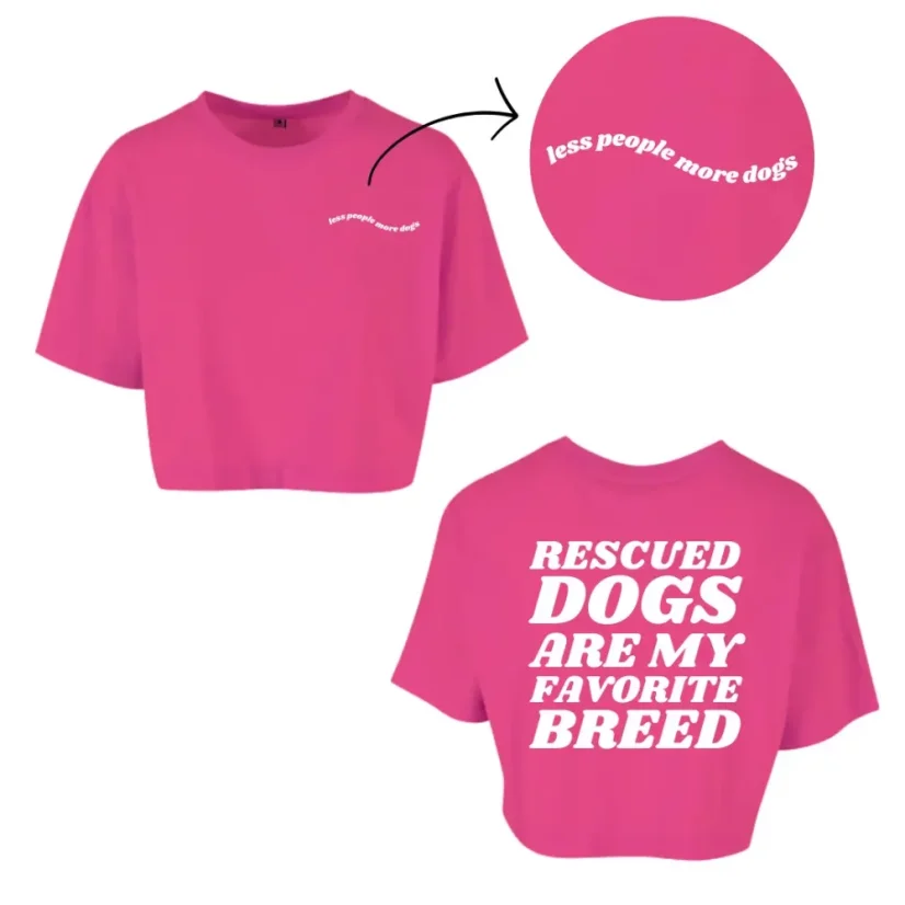 RESCUED DOGS - hot pink - Velikost crop topu (hot pink): S