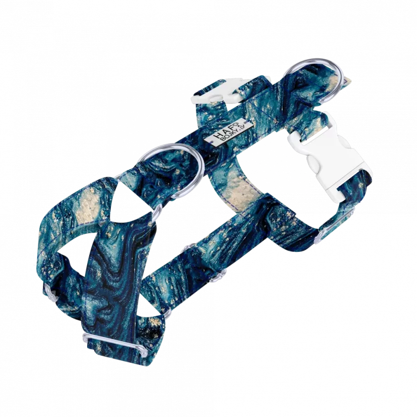 Blue Marble - postroj (navrhni si mě) - Barva kovových komponentů - Blue Marble: Stříbrná, Barva plastových přezek: Bílá