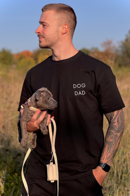 DOG DAD (černá) - tričko - Velikost černého trička (Oversize fit odlišný od klasické konfekce): L